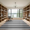 thumbnail image 2 of ODIKA 9'x12' Washable Area Rug Non-Shedding, Easy Care Stripe Contrast Front Geometric Striped Block Door Under Layering for Master Suite, California King, Bed, 2 of 7