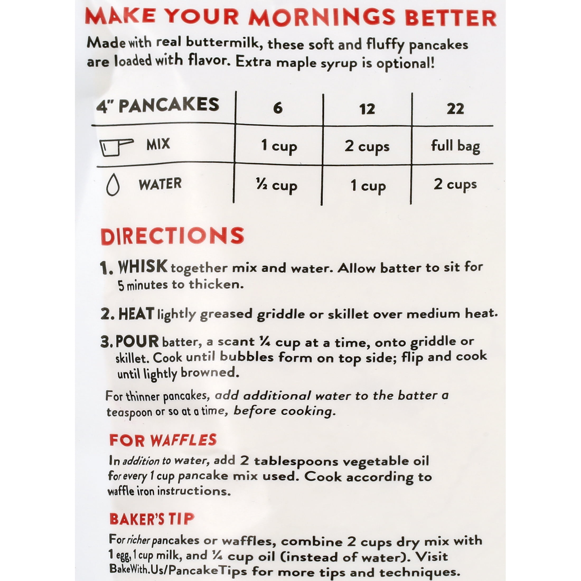 King Arthur Baking Company, Sourced Non-GMO Buttermilk Pancake Mix, 16 oz Resealable Bag