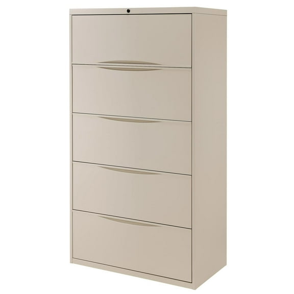 Famous Brand LF-36-5D-PUTTY 36 Premium Lateral File Cabinet 5 Drawer Putty
