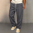 thumbnail image 2 of Men's Elastic Waist Golf Pants, Business Casual Relaxed Fit Straight Leg Trousers, Drawstring Chino Pants for office & Golf Big and Tall Size S-3XL Dark Gray, 2 of 6