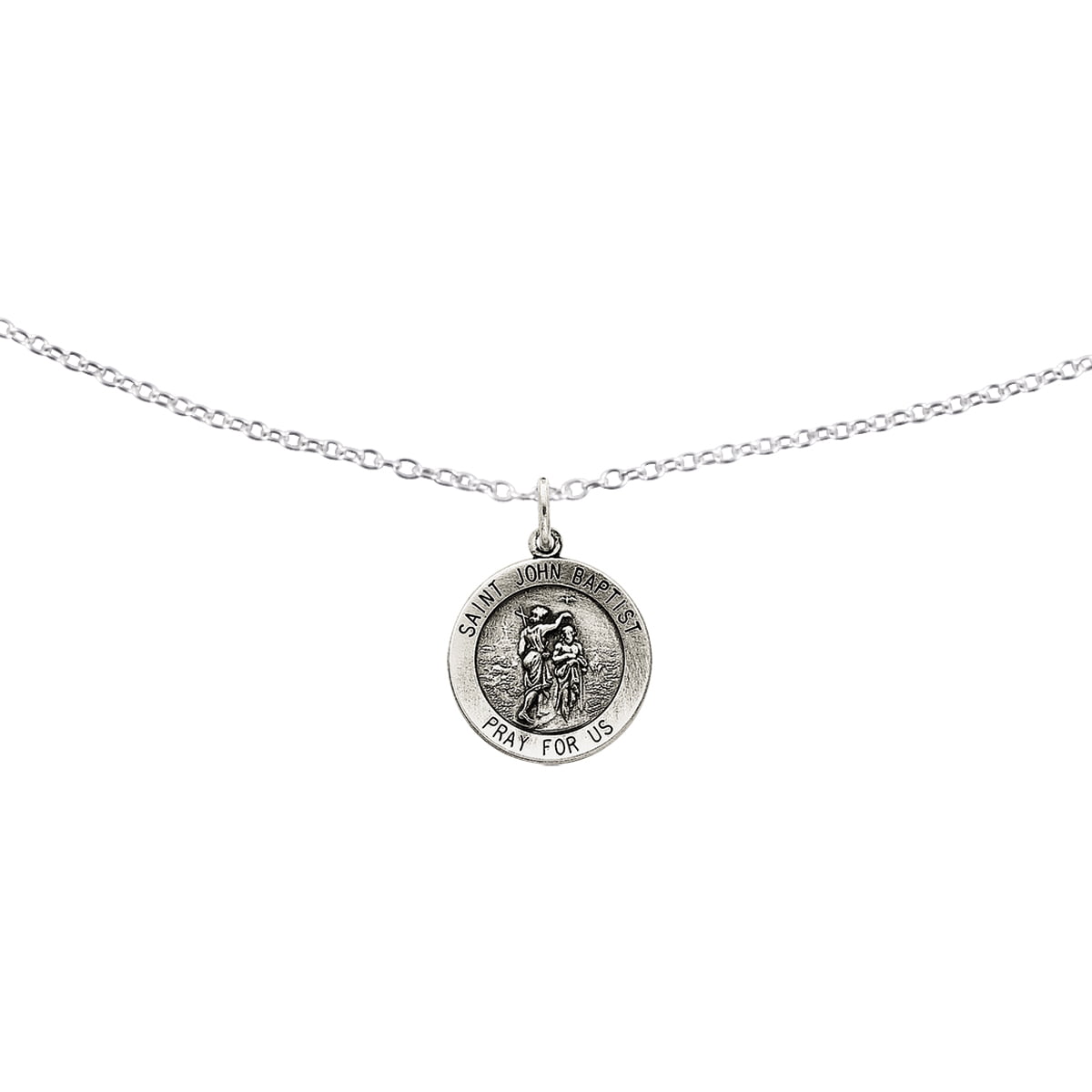 Sterling Silver Antiqued Saint John the Baptist Medal 