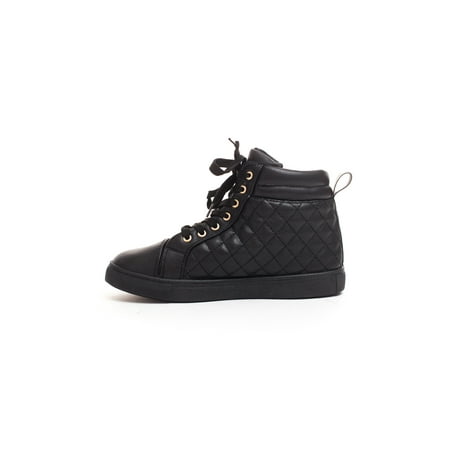 Soho Shoes Women's Leatherette Quilted Lace Up High Top