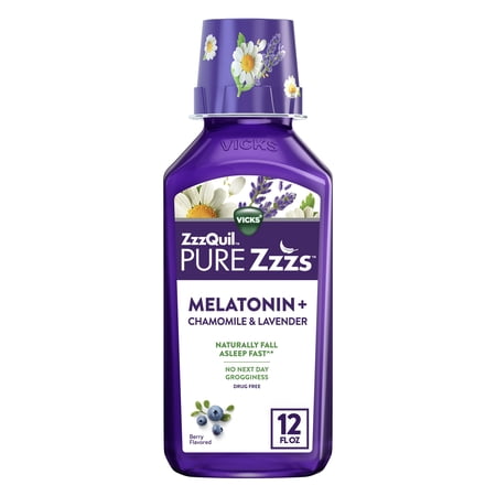 (3 pack) ZzzQuil PURE Zzzs Melatonin Sleep Aid Liquid Melatonin 2mg for Sleep Support 12 Fl oz