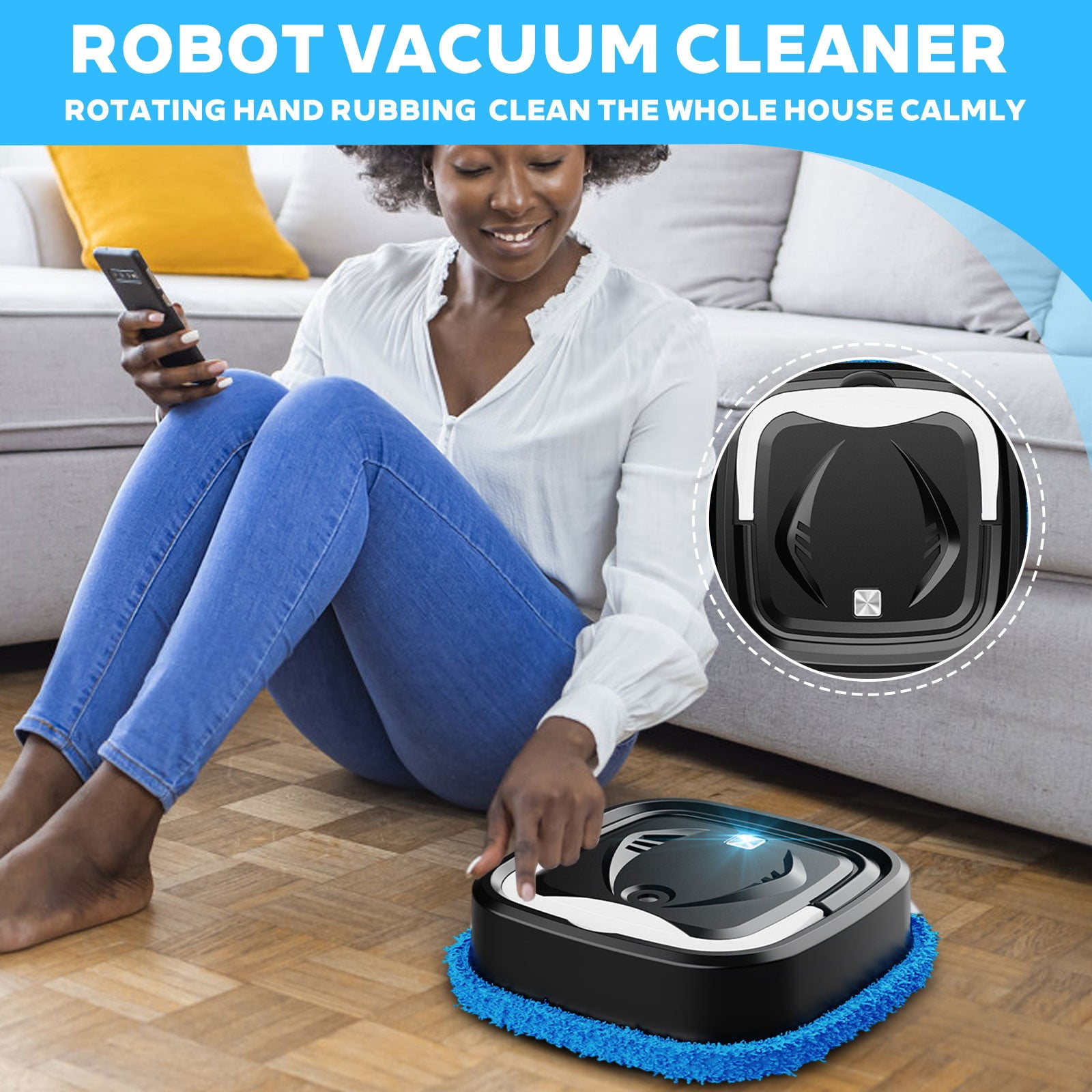 JIhuahe Robot Vacuum and Mop, 2-in-1 Automatic Sweeping and Mopping, Scheduled Cleaning, Low Profile, for Hard Floors and carpets