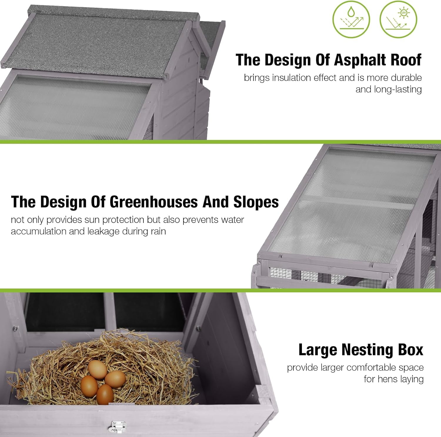 Chicken Coop Mobile Chicken House On Wheel Outdoor Rabbit Hutch for 2-4 Chickens 67"