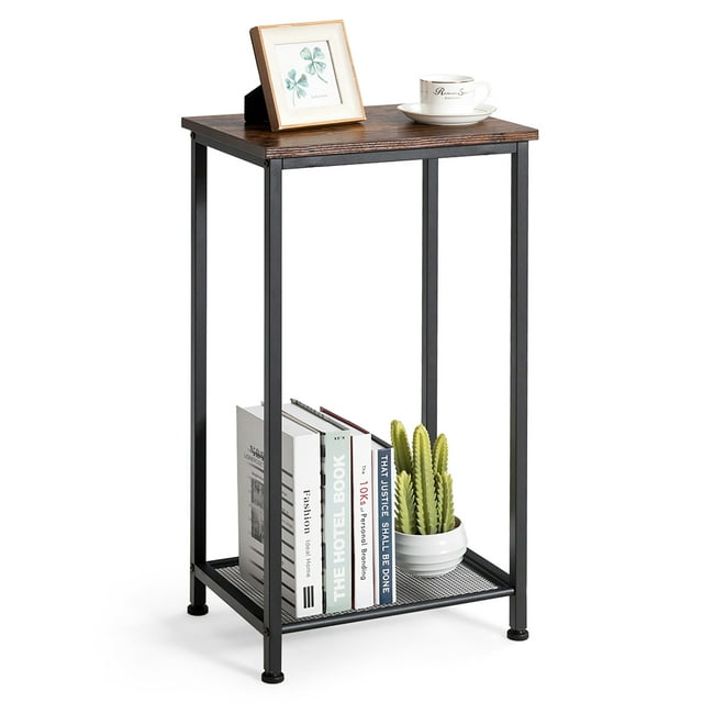 Mesita industrial Costway con Pies regulables madera y metal 40 x 30 x 73 cm