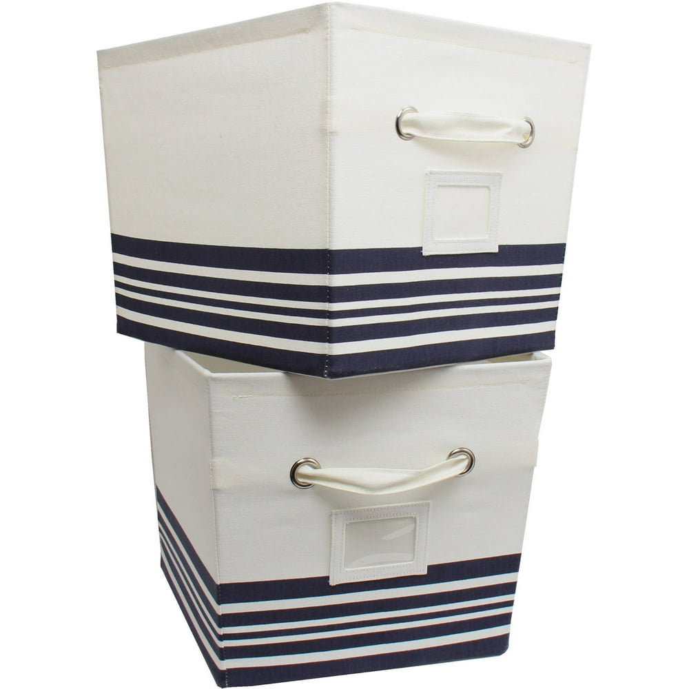 Mainstays Large Canvas Bins 2 Pack Nautical Stripe