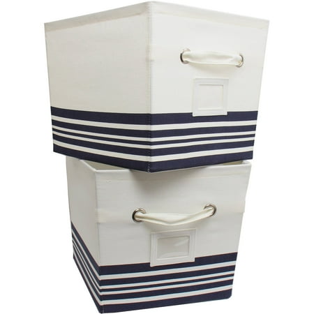 Mainstays Large Canvas Bins 2 Pack Nautical (Best Place To Get Storage Bins)