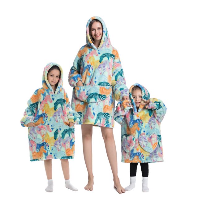 Wearable Blanket Hoodie for Adults Sherpa All Patterns Oversized Sweatshirt Blanket with Pockets