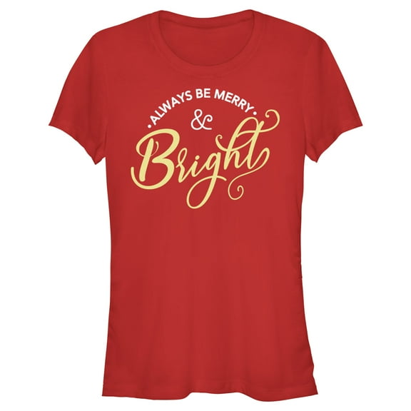 Junior's Lost Gods Always Be Merry & Bright Graphic Tee Red Medium