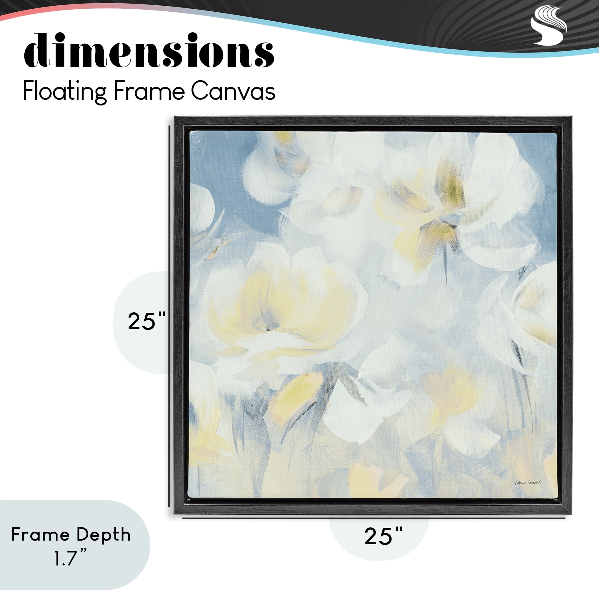 Stupell Industries Soft & Gentle Flower Field Black Framed Floater Canvas Wall Art, design by Lanie Loreth