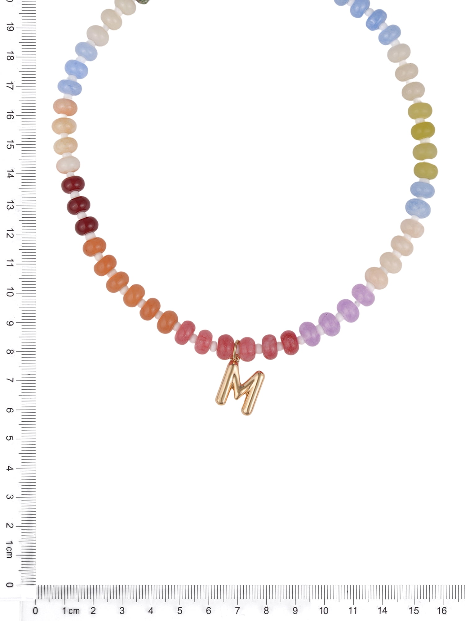 Time and Tru Goldtone Multicolored Bead Initial "M" Necklace