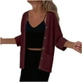 thumbnail image 3 of yoeyez Cardigan for Women Long Sleeve Open Front Drape Fall Lightweight Casual Button Collar Cardigans with Pockets Wine,XL, 3 of 7