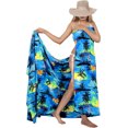 thumbnail image 4 of HAPPY BAY Women's Beach Wrap Bikini Wraps Sarong Coverup Skirt Bathing suit Swimsuit Swimwear Cover Up for Women One Size Tropical, Blue, 4 of 4
