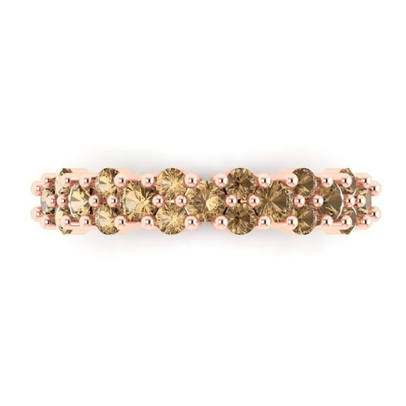 1.05 ct Brilliant Round Cut Simulated Champagne 18K Rose Gold Band SZ 6.25