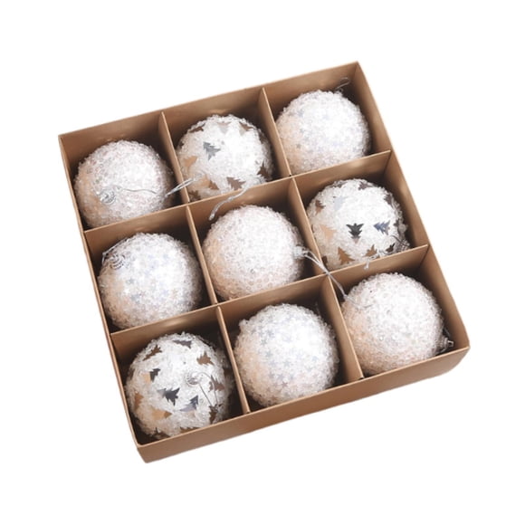 9 piezas de adornos navideños de bolas decorativas colgantes, novedosas y ligeras Blanco