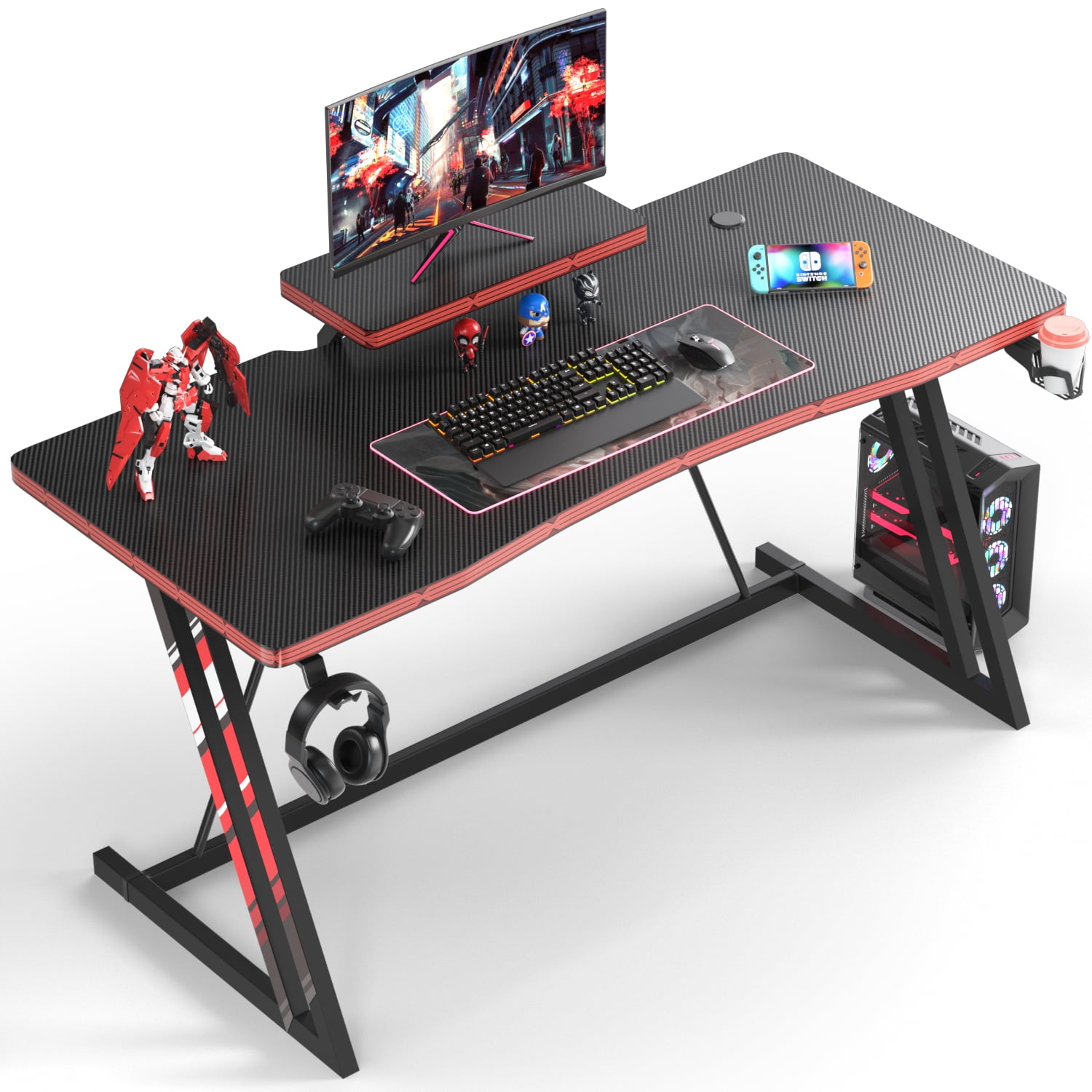 Details about   Gaming Desk 47.2" K-shape Home Office Computer PC Table w/Cup & Headphone Holder 