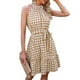 thumbnail image 2 of Vestido a cuadros sin mangas con cuello halter, vestido corto a cuadros con cuello halter sin mangas para mujer Vestido a cuadros con volantes y cuello halter Diseño de vanguardia, 2 of 6