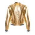 thumbnail image 3 of Vxuxlje Kids Girls Shiny Metallic Baseball Jacket Long Sleeve Sparkle Holographic Bomber Jacket Coat Gold 12, 3 of 8