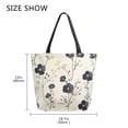 thumbnail image 5 of FORMRS Womens Canvas Tote Bag with Zipper Inner Pocket Shoulder Handbag, Small Black Flowers, 5 of 7