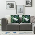 thumbnail image 3 of Leisuo Night Crane Bird Palm Trees Banana Tree Palm Leaves Floral Exotic Botanical Black Pillowcase Set for Car Couch Bedroom 2-Pack White, 3 of 6