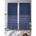 thumbnail image 3 of Blue Stripes Sheer Curtains 2 Panels Set Japanese Blue Stripes Texture Sheer Window Curtains Light Filtering Rod Pocket Voile Drapes for Bedroom Living Room 52"X96", 3 of 8