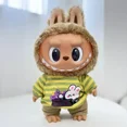 thumbnail image 3 of Para 38Cm traje Labubu ropa de muñeca de felpa de vinilo para Corea Kpop Exo Labubu ropa de muñeca conjunto de camisa de animal a rayas, 3 of 5