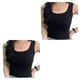 thumbnail image 3 of Qarigey Camiseta sin mangas corta para mujer, camisola ancha sin costuras, camiseta con almohadilla, chaleco corto de moda, informal, sin Negro 2piezas, 3 of 6