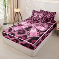 thumbnail image 2 of Homewish Chic Pink Leopard Print Zipper Twin Comforter Sets with Fitted Sheet and 2 Pillowcases For Girls,Kids Princess Bowknot Zipper Bedding Set,Black Reversible,4 Pieces, 2 of 7