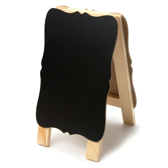 Hello Hobby Medium Folding Chalkboard & Dry Erase with Wood Easel, Double Sided, Black MDF