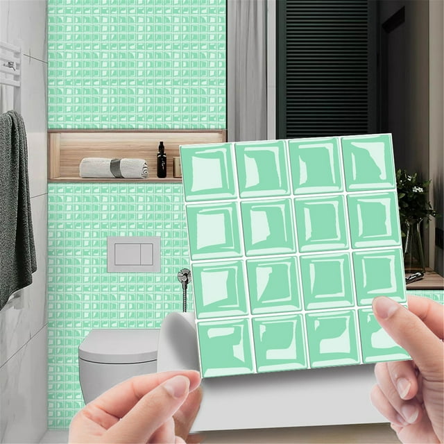 Xihbxyly Pegatinas de Cristal para Azulejos, Decoración de Pared Autoadhesiva Diy, Resistentes Al Calor y Fáciles de Limpiar, Instalación Flexible, Ideales para Cocina y Baño, Juego de 10 Piezas, 10