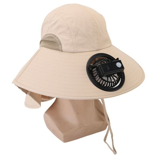 Sombrero De Pesca, Uso Cómodo, Ventilador Desmontable, Sombrero Para El Sol De Ala Ancha, Color Caqui, Ligero Para Actividades Al Aire Libre