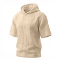 thumbnail image 7 of Men's Linen Hoodies Elbow Length Sleeve Pullover Hooded Shirts Summer Causal Beach Vacation Hoodies, S, 7 of 7