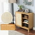 thumbnail image 3 of WEALTHGIRL Natural Rattan Storage Cabinet - Hallway Cabinet with Adjustable Shelves and Rattan Doors, Rubber Wood and MDF Construction for Kitchen, Dining, Living Room, and Bathroom Storage(C), 3 of 9