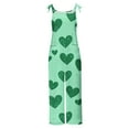 thumbnail image 4 of QATAINLAV Wide Leg Linen Jumpsuits for Women St Patricks Day Outfits Funny Graphic Spaghetti Strap Rompers One Piece Pants with Pockets Green L Fall Savings, 4 of 6
