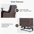 thumbnail image 5 of PARKWELL Outdoor Wicker Glider Chairs Set with Center Table, 2 Cushioned Patio Glider Chairs on Sliding Base, Smooth Forward and Back Gliding Motion for Porch, Deck, Backyard, Brown/Navy, 5 of 11