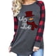 thumbnail image 1 of Blusa de cuadros escoceses para mujer, blusa de manga larga con diseño de muñeco de nieve navideño para mujer, blusa de manga larga para mujer, probada profesionalmente, 1 of 6