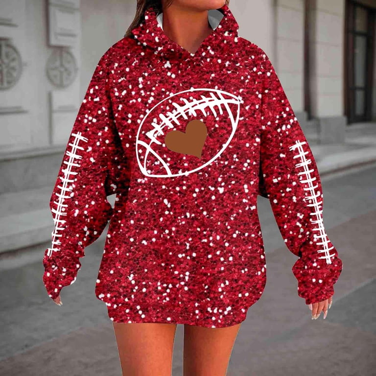 glitter football dress Personalized Glitter Football Comfort Colors Tee | DTF for Women main image 0