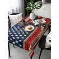 thumbnail image 6 of American Flag Table Cloth, Eagle Blue Red USA Flag Retro Waterproof Tablecloth for Rectangle Tables, Reusable Washable Fabric Table Cover for Restaurant Kitchen Dining Tables 60"x120", 6 of 6