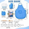 thumbnail image 3 of Rirool Kids Chef Set, 11-Piece Blue Polka Dot Cooking and Baking Pretend Play Kit with Apron, Hat, Oven Mitt, Pot Holder, Whisk, Wooden Tools and 4 Cookie Cutters for Boys and Girls Ages 3-6, 3 of 8