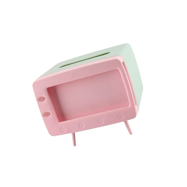 Xingzhi TV Shaped Mobile Phone Stand Tissue Box, with 4 Supportive Sticks Pink