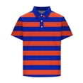 thumbnail image 5 of Men's Big and Tall Short Sleeve Striped Polo Shirt, Classic Blue White Nautical Stripe Casual Top, Breathable Comfort Fit for Daily & Golf Wear, Sizes M-4XL Red, 5 of 5