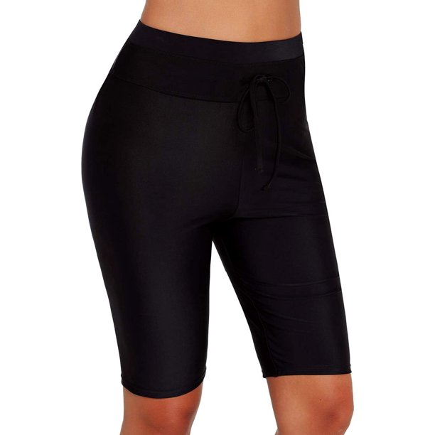 Xishao Mujer Shorts de Baño Deportivo Pantalones Cortos Ajustados Rush Guard D-Negro XL D-Negro XL Xishao ropa