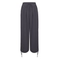 thumbnail image 6 of Arlun Summer Beach Linen Pants Women Lightweight Breathable Solid Color Leisure Trousers with Leg Split Tie Design Ladies Loose Comfort Front Pleated Holiday Bottoms Grey XL, 6 of 8