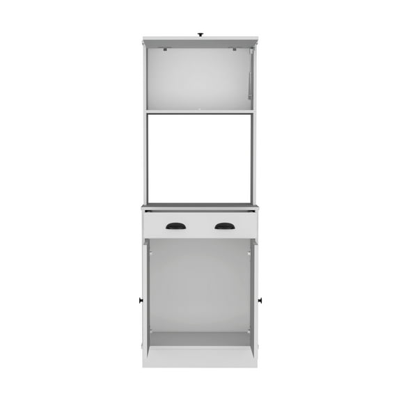 Knubmt Kitchen Pantry Cabinet with Drawer and Open Shelf, Wood Storage Cabinet for Living Room, Dining Room, Kitchen, White