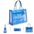 thumbnail image 5 of XXXFLOWER Clear Tote Bag for Women - PVC The Tote Bag Crossbody Bags Zipper Closure for Stadium, Travel, Beach(Dark Blue), 5 of 9