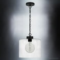 thumbnail image 4 of Luxury Modern Farmhouse Indoor Pendant, 13.25''H x 12.00''W, with Transitional Style Elements, Modern Design, Matte Black Finish and Clear Hammered Glass, UQL3791, 4 of 8
