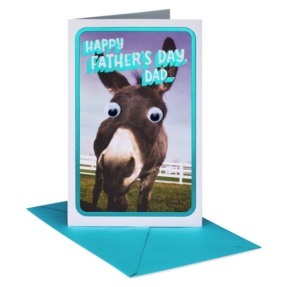 American Greetings Funny Father's Day Card for Dad, Googly Eye Donkey Design, Includes Envelope