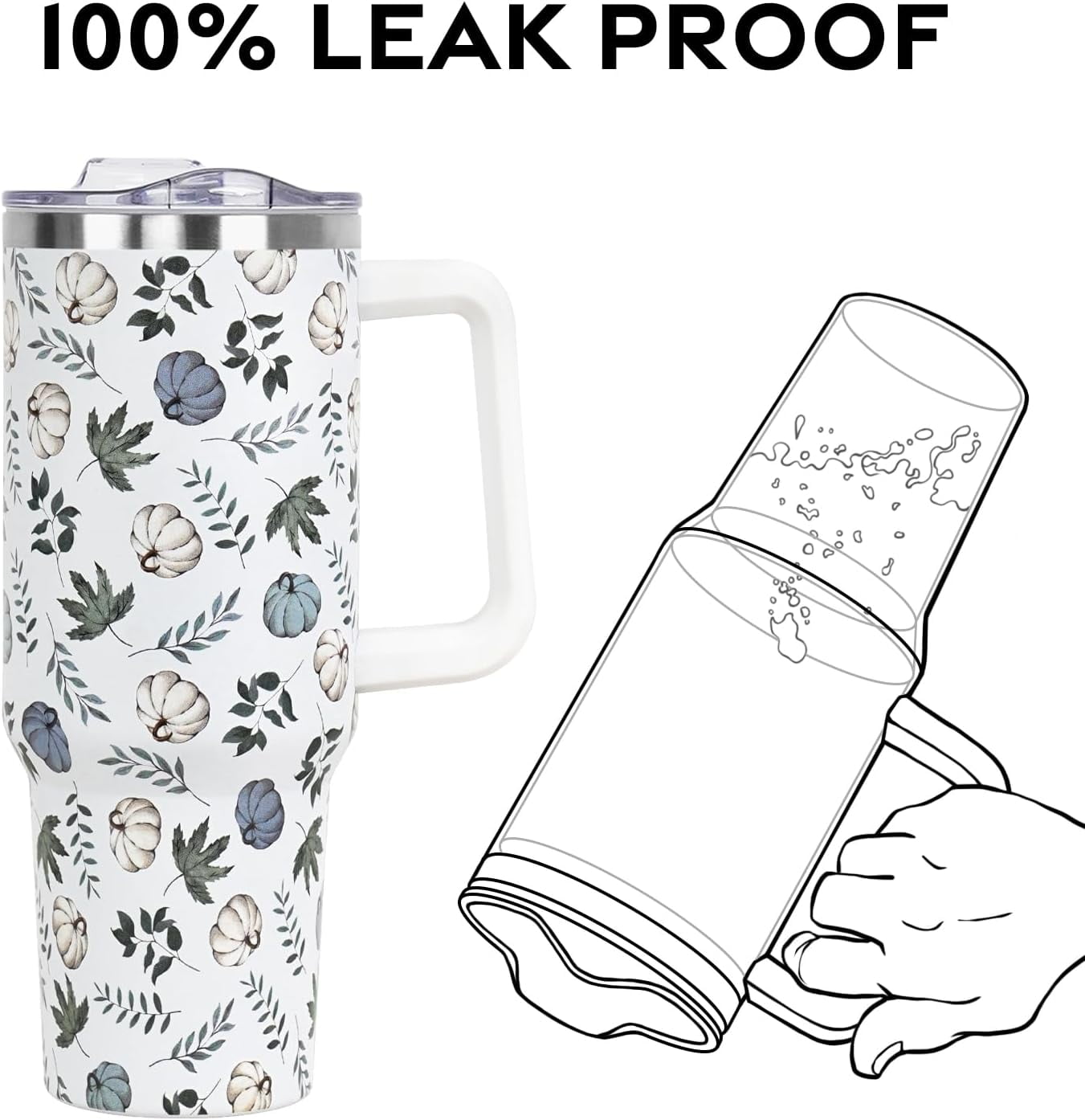 Christmas Tumbler with Handle and Straw Lid 40 oz,Cute Christmas Gifts for Women Xmas Lights Snowflakes Vacuum Insulated Leak Proof Tumbler,Winter Holiday Accessories Stainless Steel Coffee Cup Mug