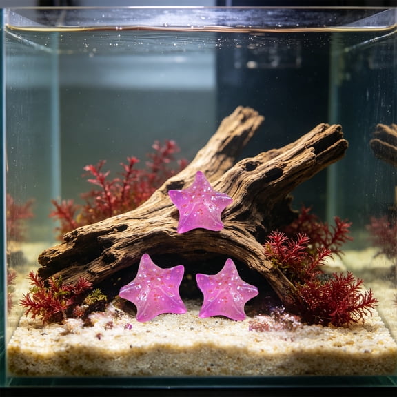 10 Pack Resin Star Shape Aquarium Ornament Visible in Dark, Glow Luminous Fish Tank DIY Decorative Stones, Nocturnal Bright Substrate Accent for Betta Shrimp Tank Aquascaping Night Scenery